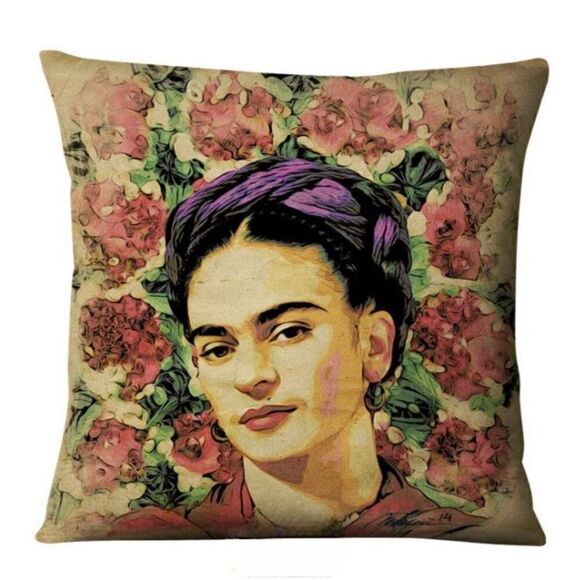 Waterproof Frida Kahlo Floral Throw Pillow Cover - Picture 1 of 5